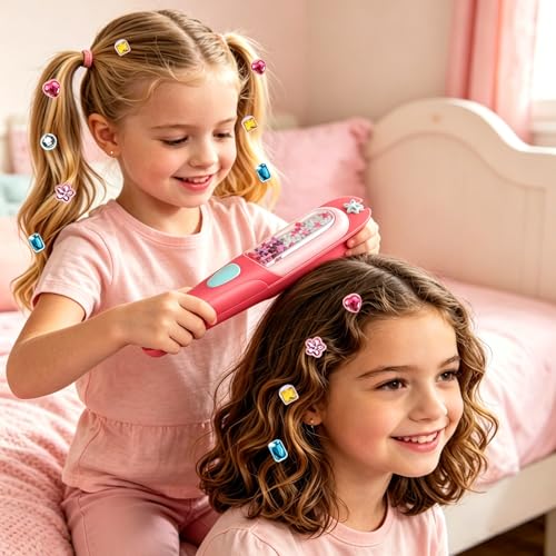 Hair Gem Stamper Kit with 100 Mini Hair Elastics – Bling Hair Jewels for Girls 3-12