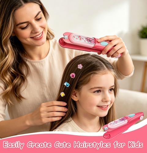 Hair Gem Stamper Kit with 100 Mini Hair Elastics – Bling Hair Jewels for Girls 3-12