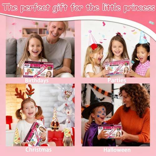 Hair Gem Stamper Kit with 100 Mini Hair Elastics – Bling Hair Jewels for Girls 3-12