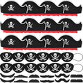 Halatool 36-Piece Pirate Accessories Set – Felt Hats, Eye Patches & Mustaches for 12 People