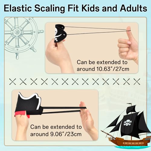 Halatool 36-Piece Pirate Accessories Set – Felt Hats, Eye Patches & Mustaches for 12 People