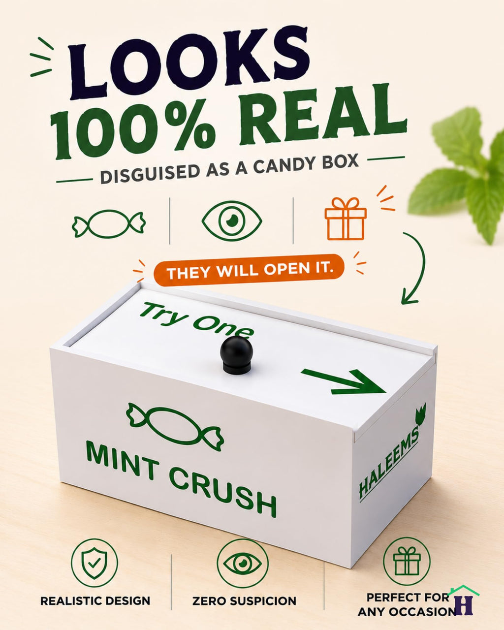 HALEEMS Spider Prank Box with Built-in Spooky Laugh – Solid Wood Candy Box Disguise, Fits Gift Cards & Money, Funny Gag Toy for Kids & Adults