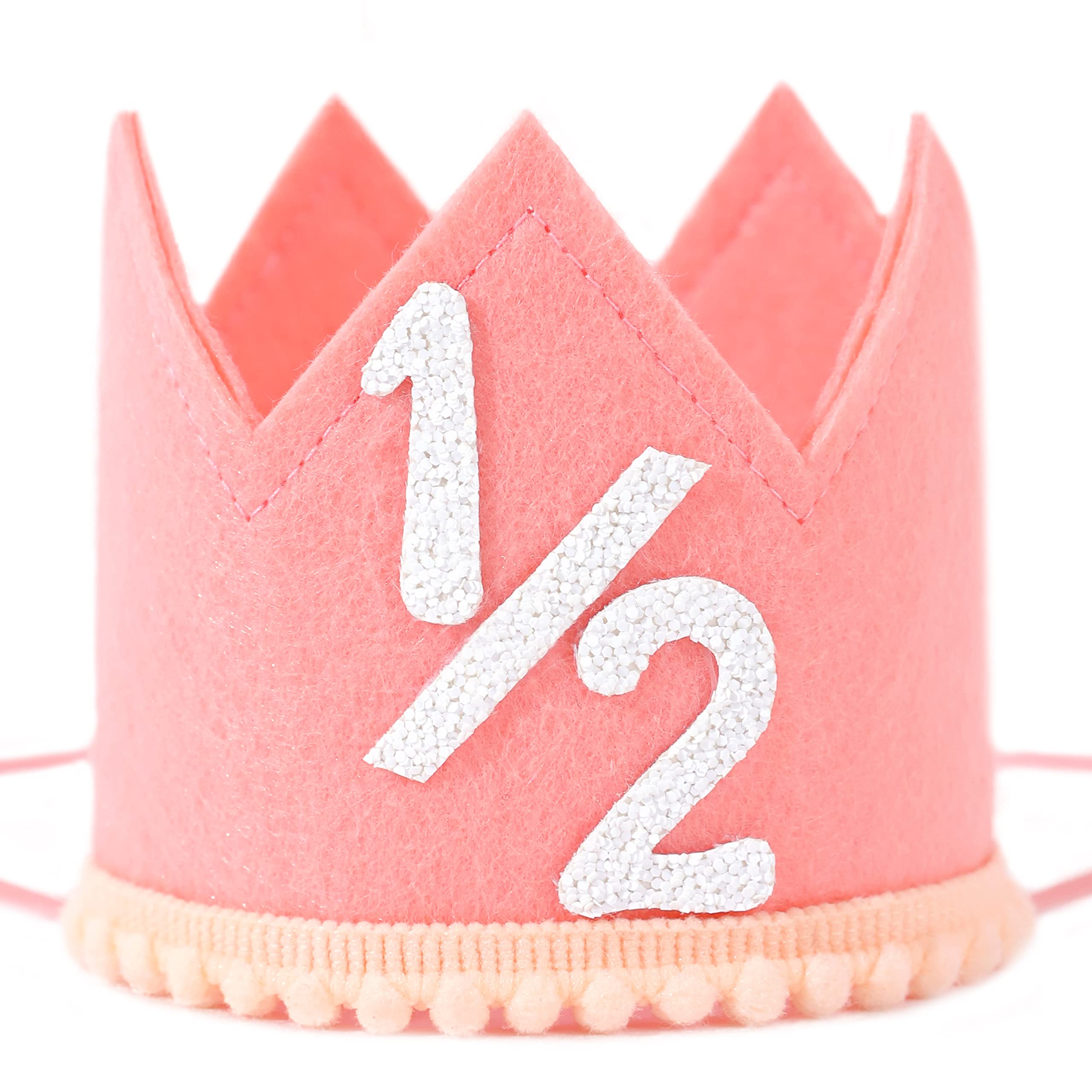 Half Birthday Crown Hat for Baby Girls and Boys – SYESQL Candy Color Crown with 1/2 Design