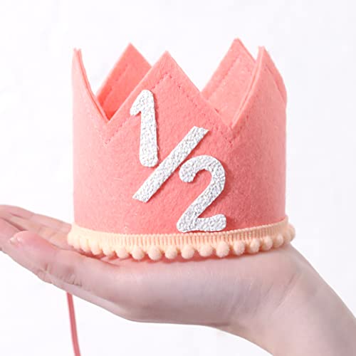 Half Birthday Crown Hat for Baby Girls and Boys – SYESQL Candy Color Crown with 1/2 Design