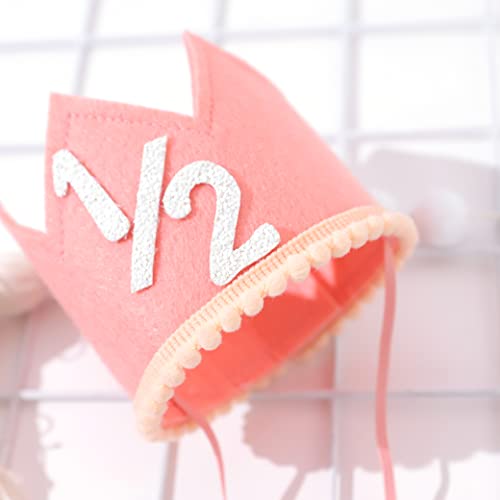 Half Birthday Crown Hat for Baby Girls and Boys – SYESQL Candy Color Crown with 1/2 Design