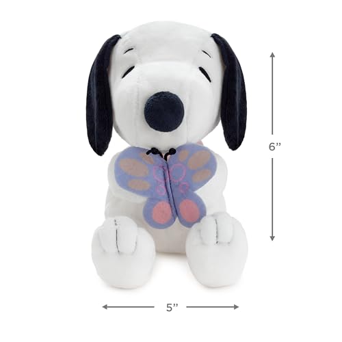Hallmark Peanuts Snoopy Plush Toy with Butterfly - Easter Gift for Kids and Collectors