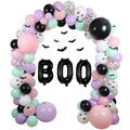 Halloween Balloon Arch Kit 122 Pieces Black Purple Pink with Bat Stickers for Baby Shower Birthday