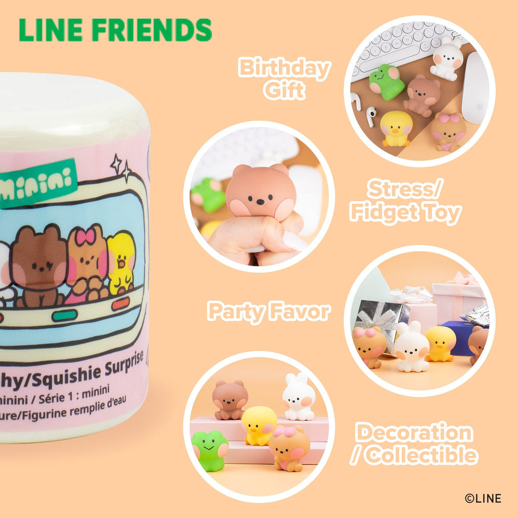 Hamee LINE Friends minini Cute Capsule Squishy – Water-Filled Mystery Blind Toy, Collectible Stress Relief Fidget