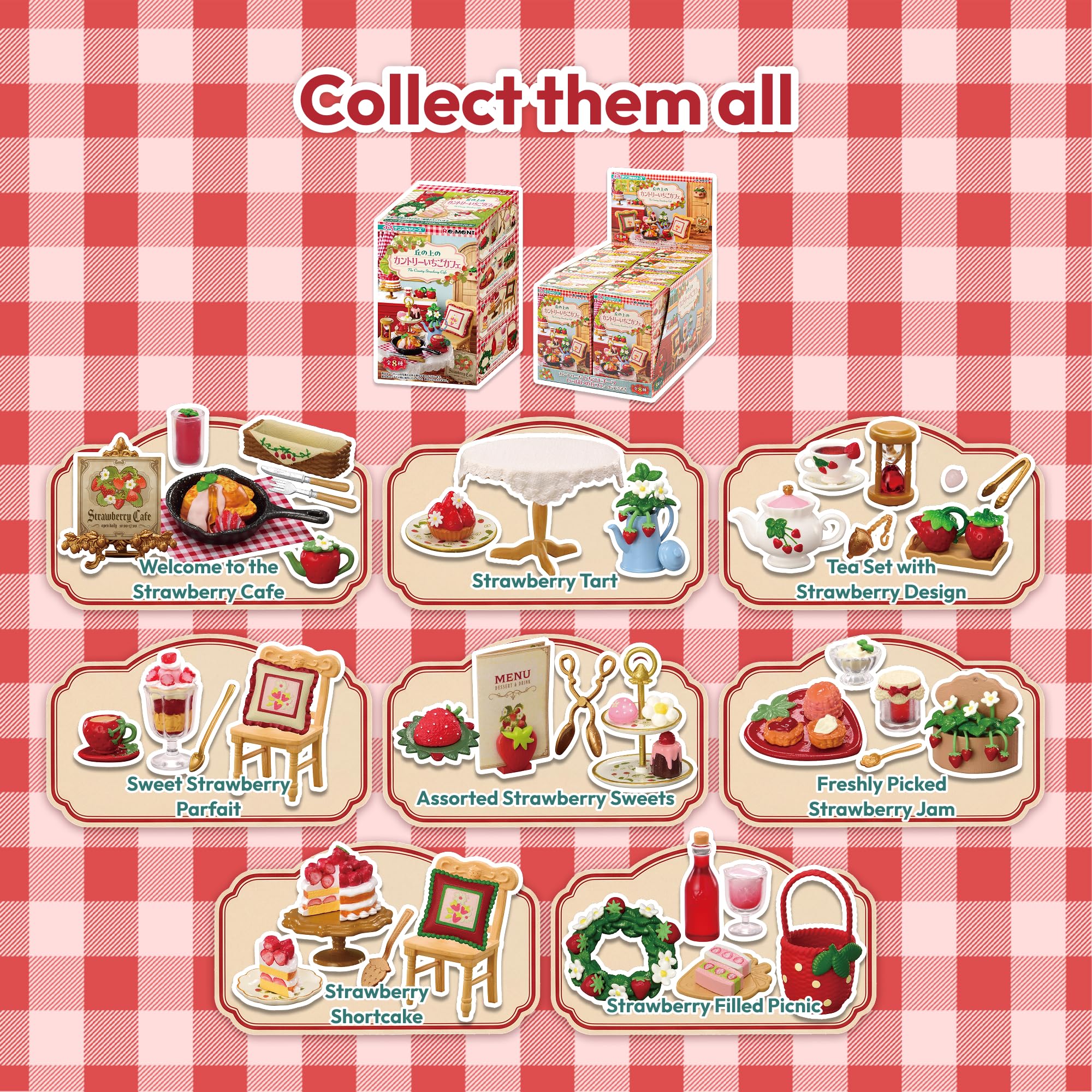 Hamee RE-MENT Strawberry Café Blind Box Miniature Figure – 1 Random Figure from 8 Designs