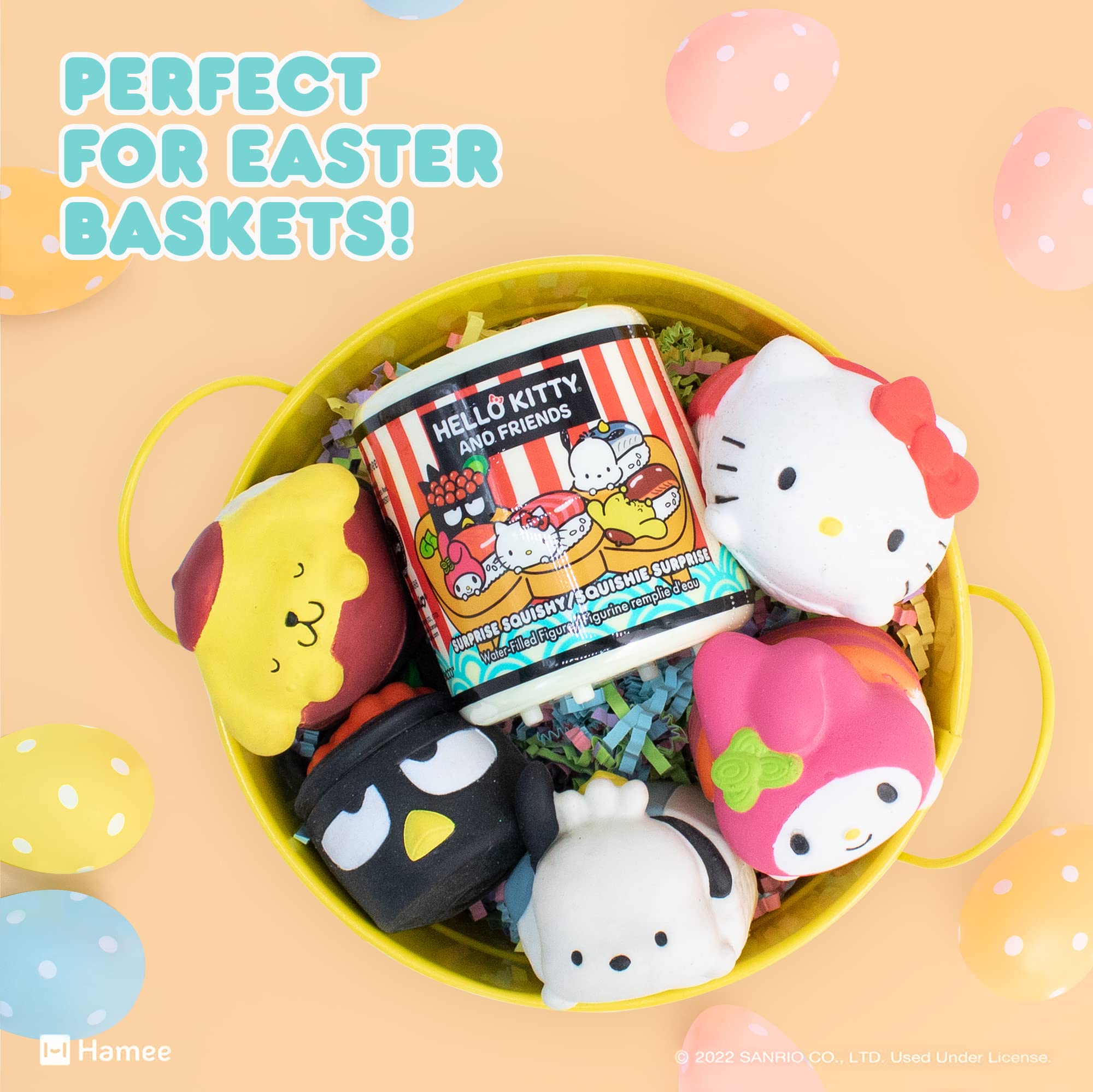 Hamee Sanrio Hello Kitty & Friends Sushi Squishy Blind Capsule – 1 Random Design (Officially Licensed Water-Filled Stress Toy)