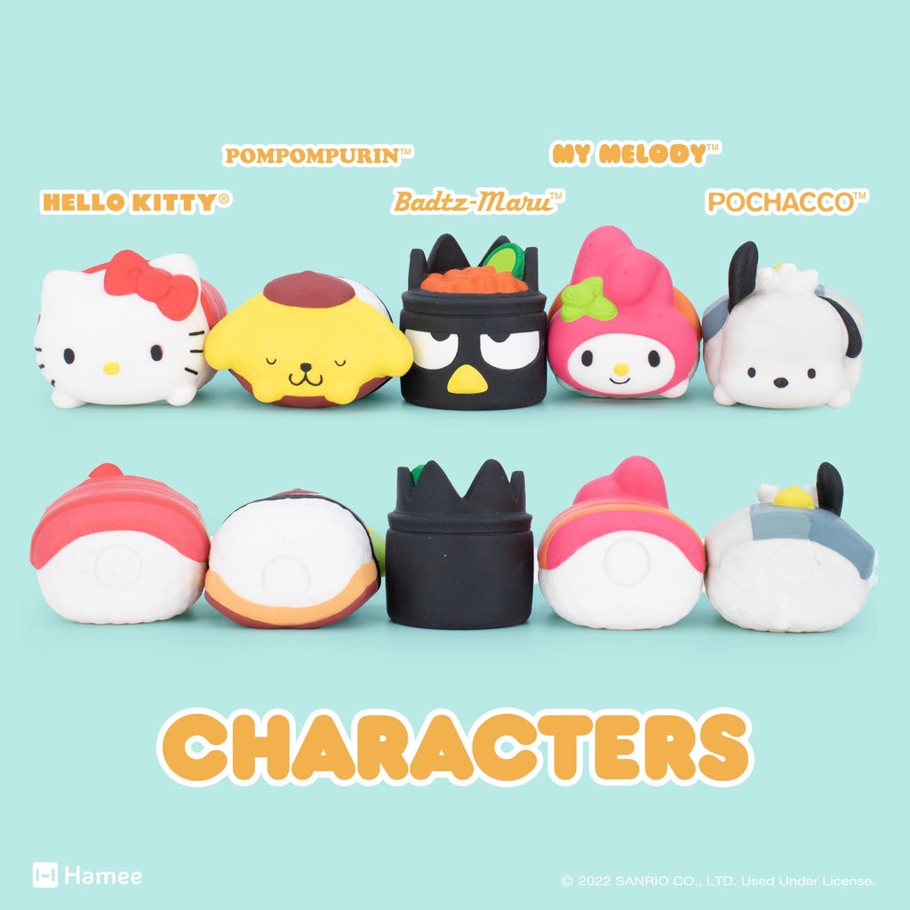 Hamee Sanrio Hello Kitty & Friends Sushi Squishy Blind Capsule – 1 Random Design (Officially Licensed Water-Filled Stress Toy)