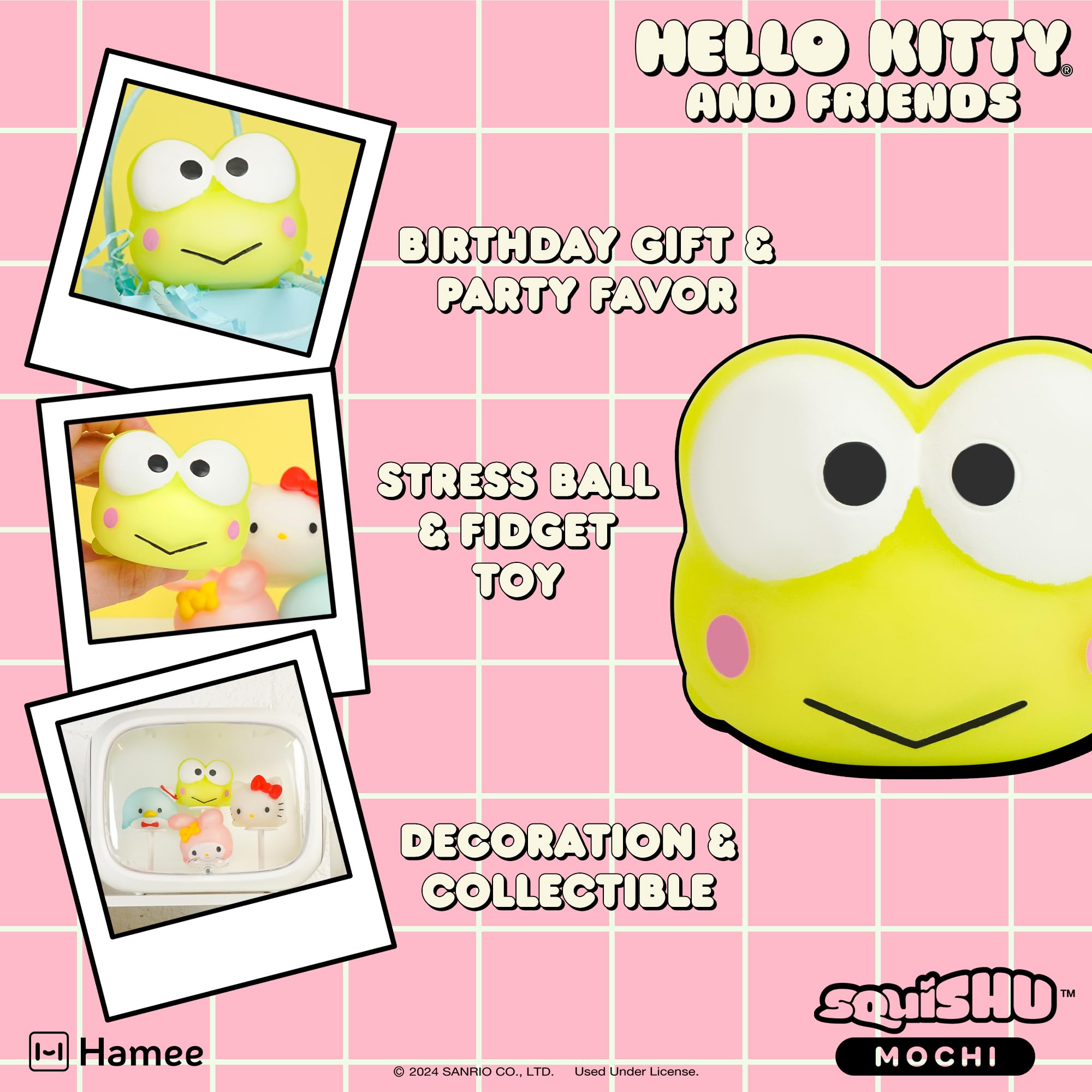 Hamee SquiSHU Sanrio Hello Kitty and Friends Keroppi Mochi Squishy Toy – Stretchy Fidget Sensory Toy