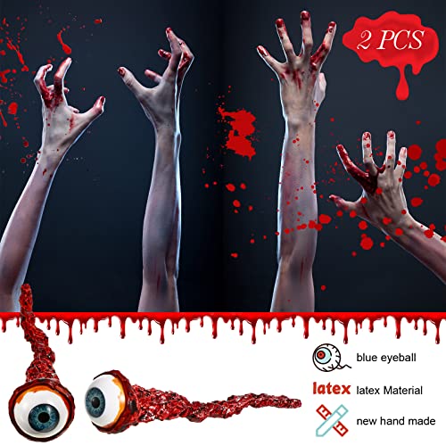 Hanaive 2-Pack Blue Latex Ripped Out Eyeballs – Realistic Halloween Prop for Haunted House Decor