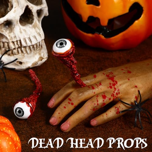 Hanaive 2 Pack Grey Ripped Out Eyeballs – Realistic Latex Fake Eyes for Halloween Props and Haunted House Decor