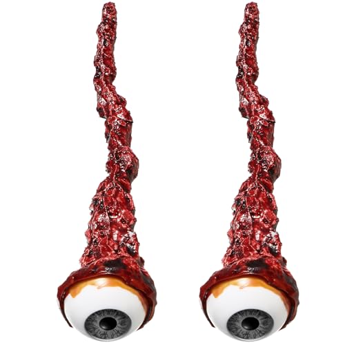 Hanaive 2 Pack Grey Ripped Out Eyeballs – Realistic Latex Fake Eyes for Halloween Props and Haunted House Decor
