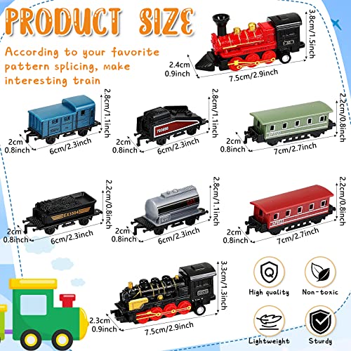 Hanaive 2 Sets Pull Back Train Toys – Alloy Locomotive with 3 Cars, Black & Red, for Kids Ages 3+