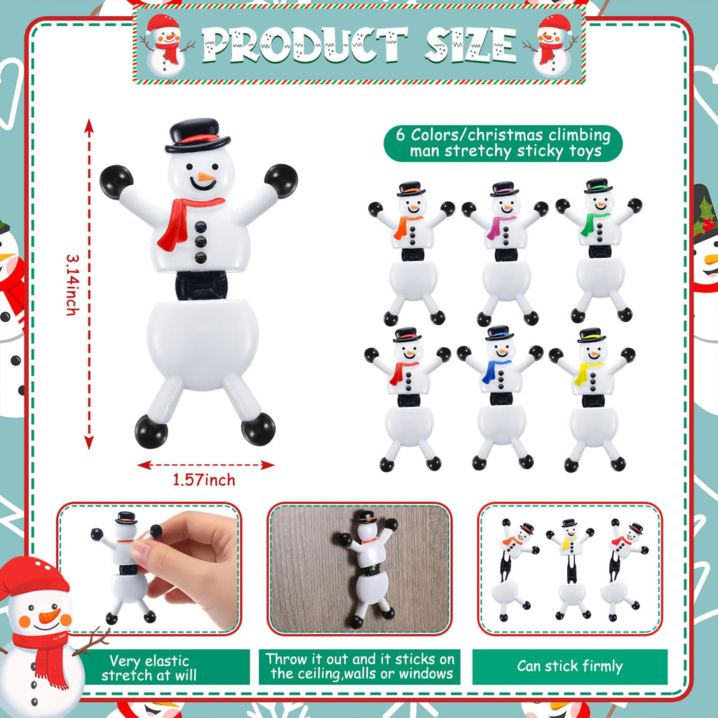 Hanaive 24 Pack Christmas Sticky Wall Toys - Snowman Climbers Party Favors