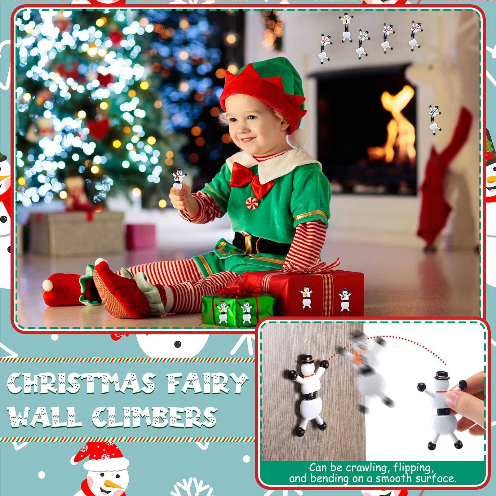 Hanaive 24 Pack Christmas Sticky Wall Toys - Snowman Climbers Party Favors