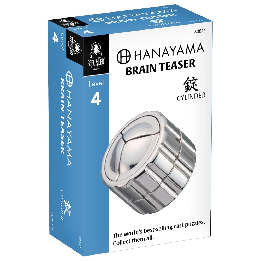 Hanayama Cylinder Brainteaser Puzzle – Level 4 Challenging Cast Metal by Vesa Timonen
