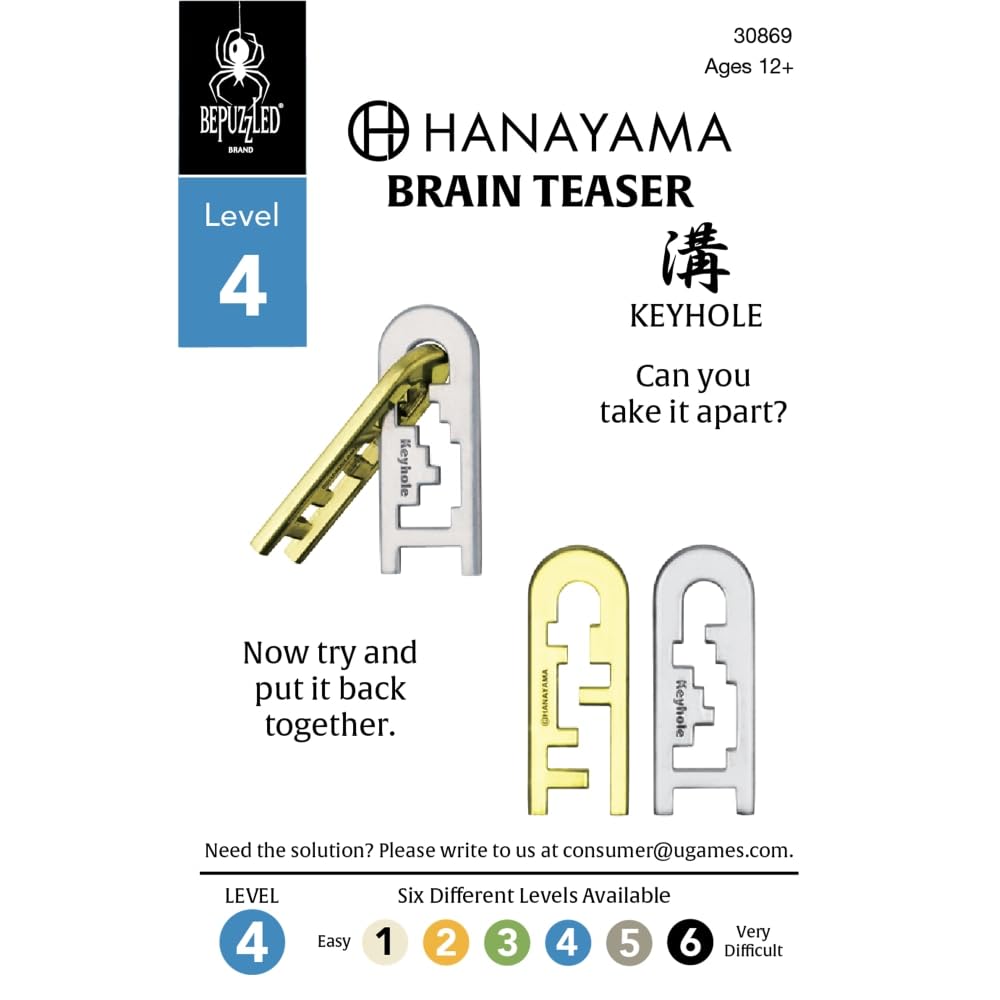 Hanayama Keyhole Metal Brainteaser Puzzle – Mensa Rated Level 4, Ages 12+