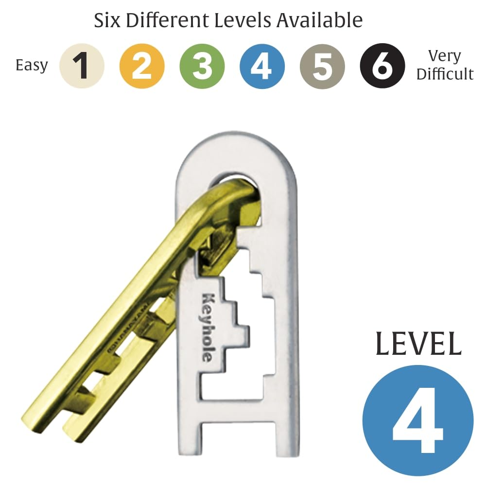 Hanayama Keyhole Metal Brainteaser Puzzle – Mensa Rated Level 4, Ages 12+