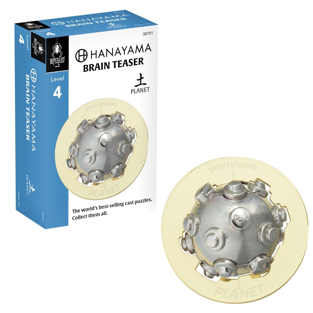 Hanayama Planet Cast Metal Brain Teaser Puzzle - Level 4 Mensa-Rated Challenge for Ages 12+