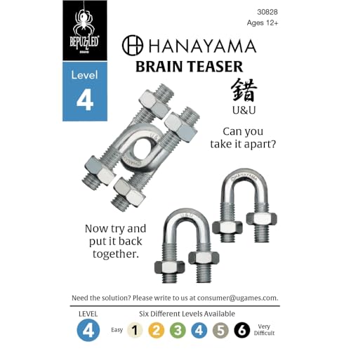 Hanayama U&U Cast Metal Brain Teaser Puzzle – Level 4, Mensa-Rated, Award-Winning Design