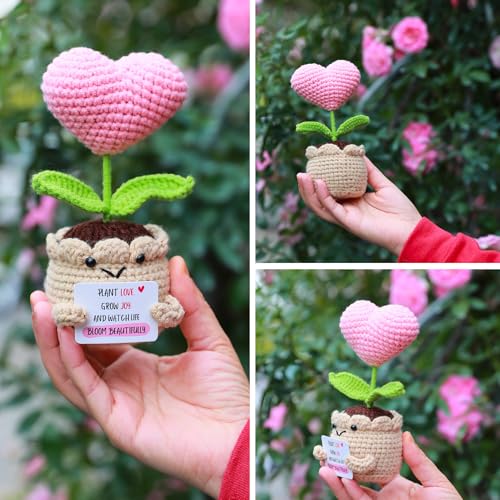 Hand-Crochet Heart Flower Doll by SamMi Crafts – Emotional Support Gift with Keychain