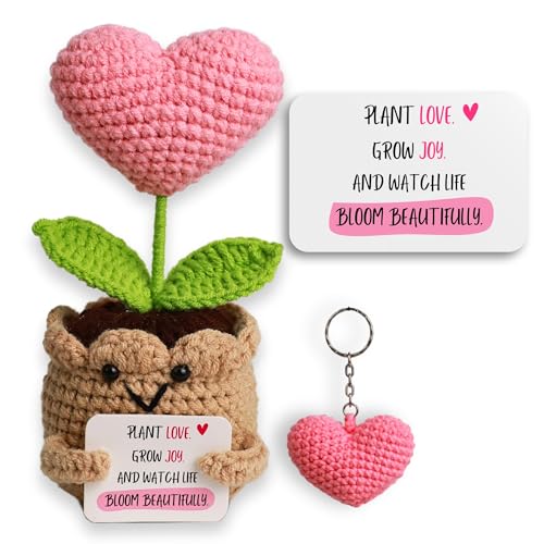 Hand-Crochet Heart Flower Doll by SamMi Crafts – Emotional Support Gift with Keychain