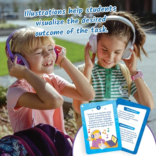 hand2mind Digital Citizenship Intermediate Task Cards for Ages 8+ – 18 STEM Activities for Classroom Computer Science Education