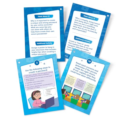hand2mind Digital Citizenship Intermediate Task Cards for Ages 8+ – 18 STEM Activities for Classroom Computer Science Education