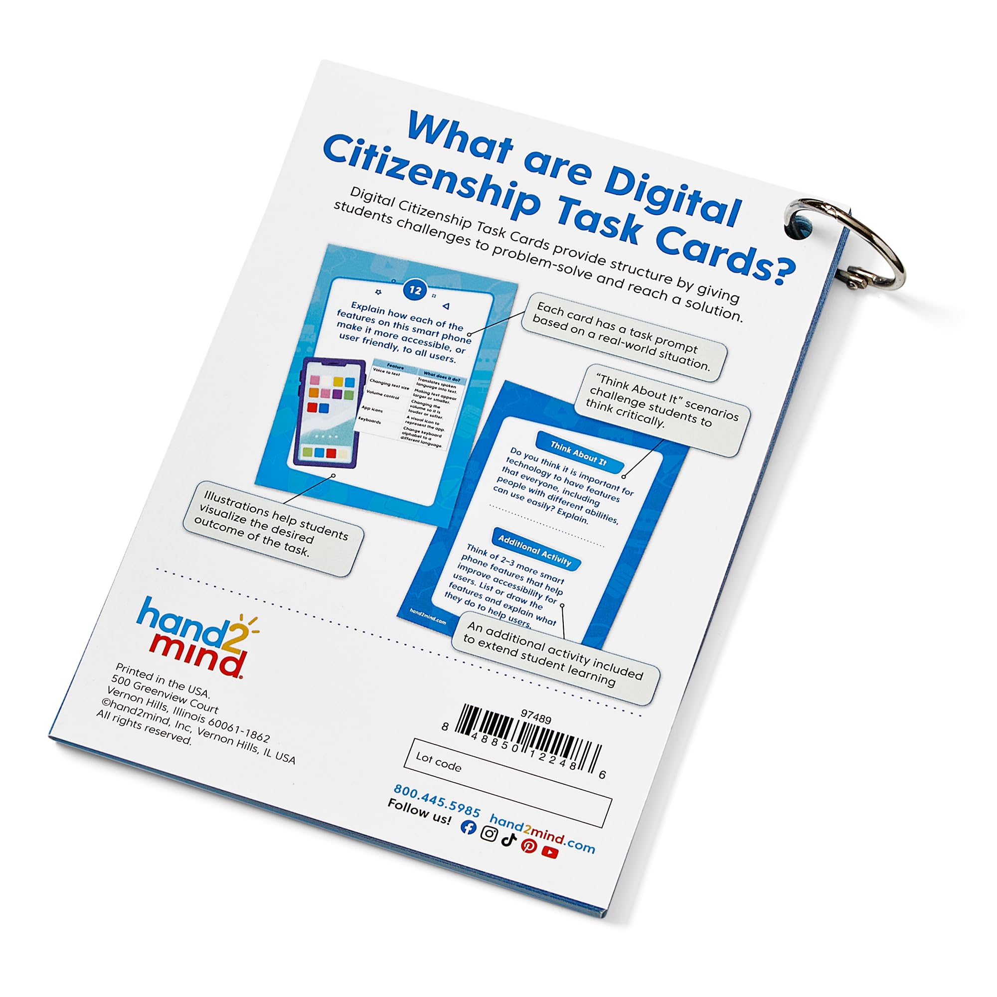 hand2mind Digital Citizenship Intermediate Task Cards for Ages 8+ – 18 STEM Activities for Classroom Computer Science Education