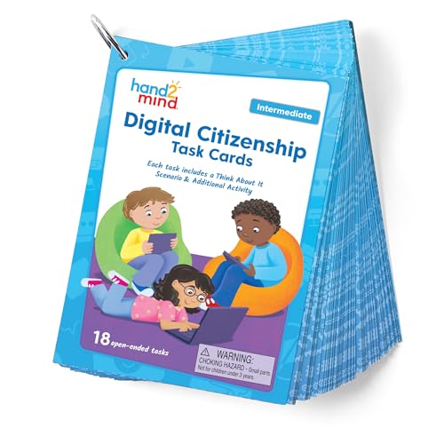hand2mind Digital Citizenship Intermediate Task Cards for Ages 8+ – 18 STEM Activities for Classroom Computer Science Education