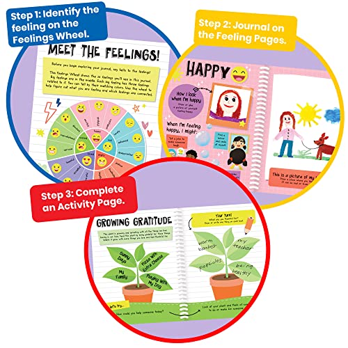 hand2mind Express Your Feelings Journal for Kids – Feelings Wheel & Guided Prompts