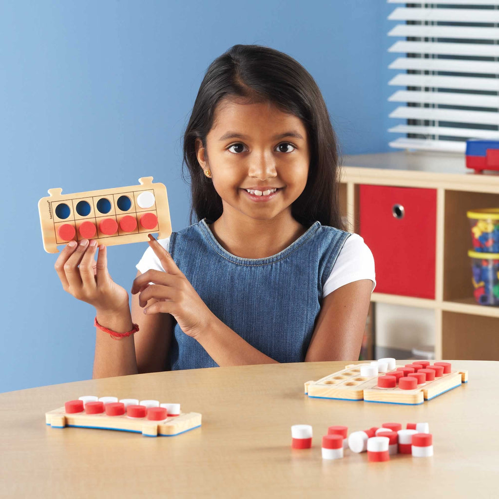 hand2mind Foam RekenRods Ten Frame Boards – 4 Interlocking Frames & 40 Counters for Kindergarten Math