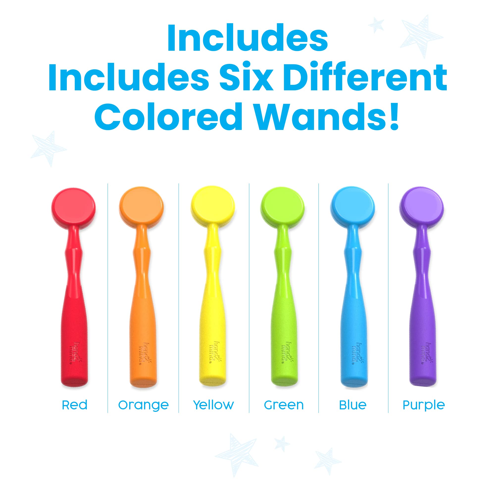 hand2mind Magnetic Wands for Kids - Set of 6 Rainbow Magnet Wands for Early Literacy and Science Exploration