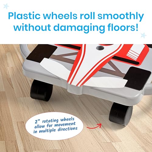 hand2mind Red Speedway Racer Scooter Board – Race Car-Themed Sitting Scooter for Kids, Indoor PE & Gross Motor Play