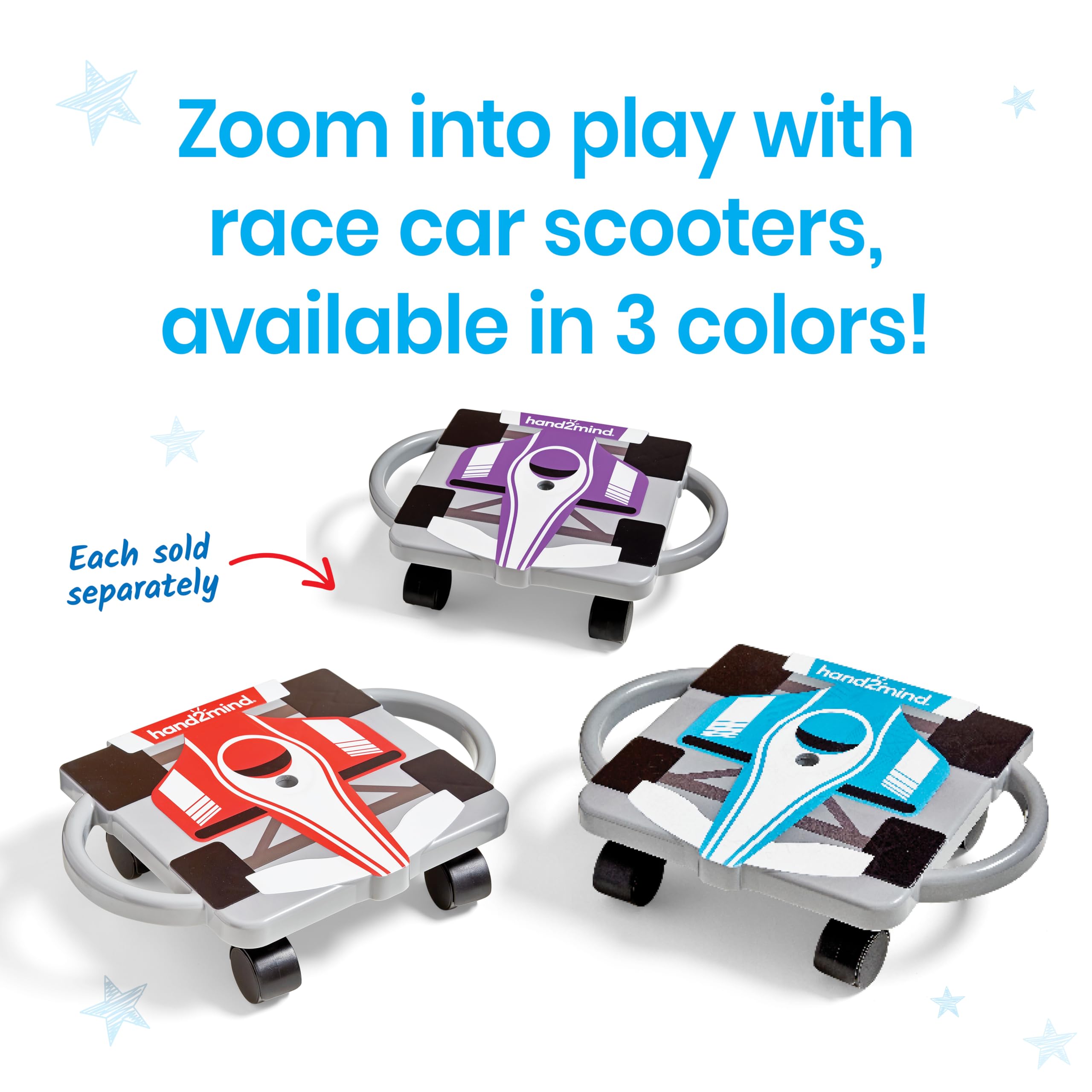 hand2mind Red Speedway Racer Scooter Board – Race Car-Themed Sitting Scooter for Kids, Indoor PE & Gross Motor Play