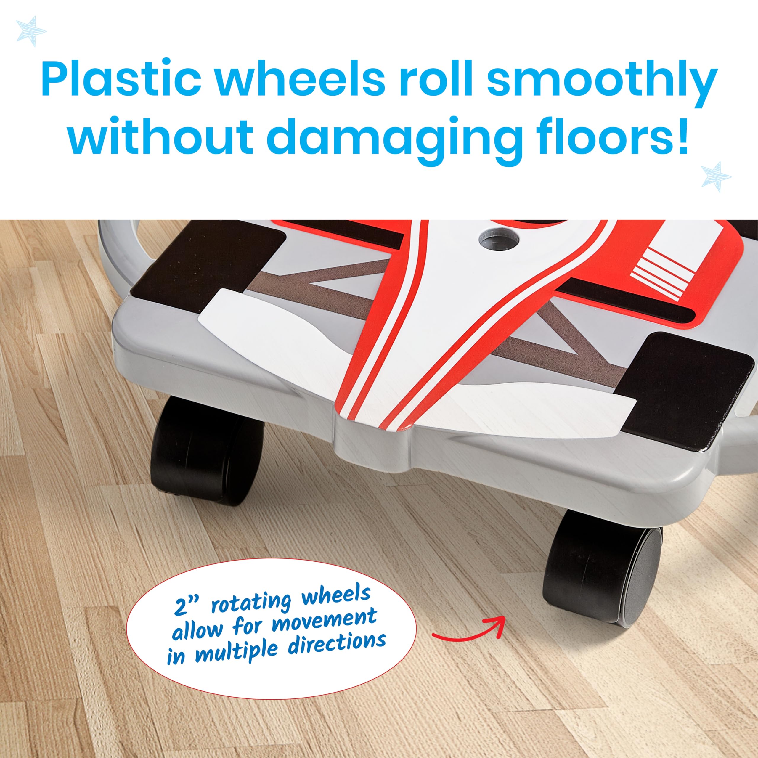 hand2mind Red Speedway Racer Scooter Board – Race Car-Themed Sitting Scooter for Kids, Indoor PE & Gross Motor Play