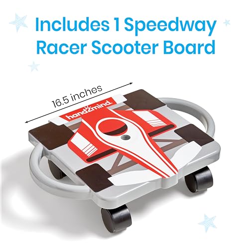 hand2mind Red Speedway Racer Scooter Board – Race Car-Themed Sitting Scooter for Kids, Indoor PE & Gross Motor Play