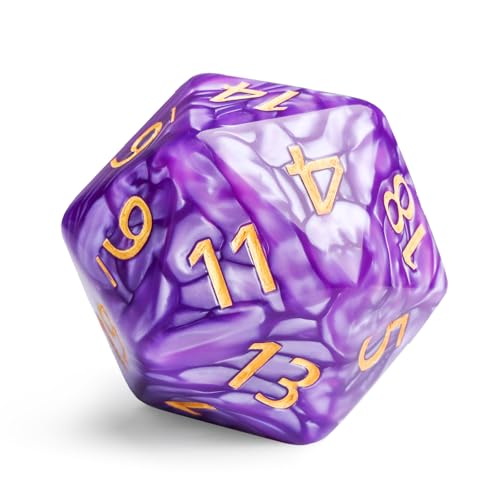 Handan 55mm Giant D20 Dice – Purple Pearl Polyhedral Die for D&D and RPGs