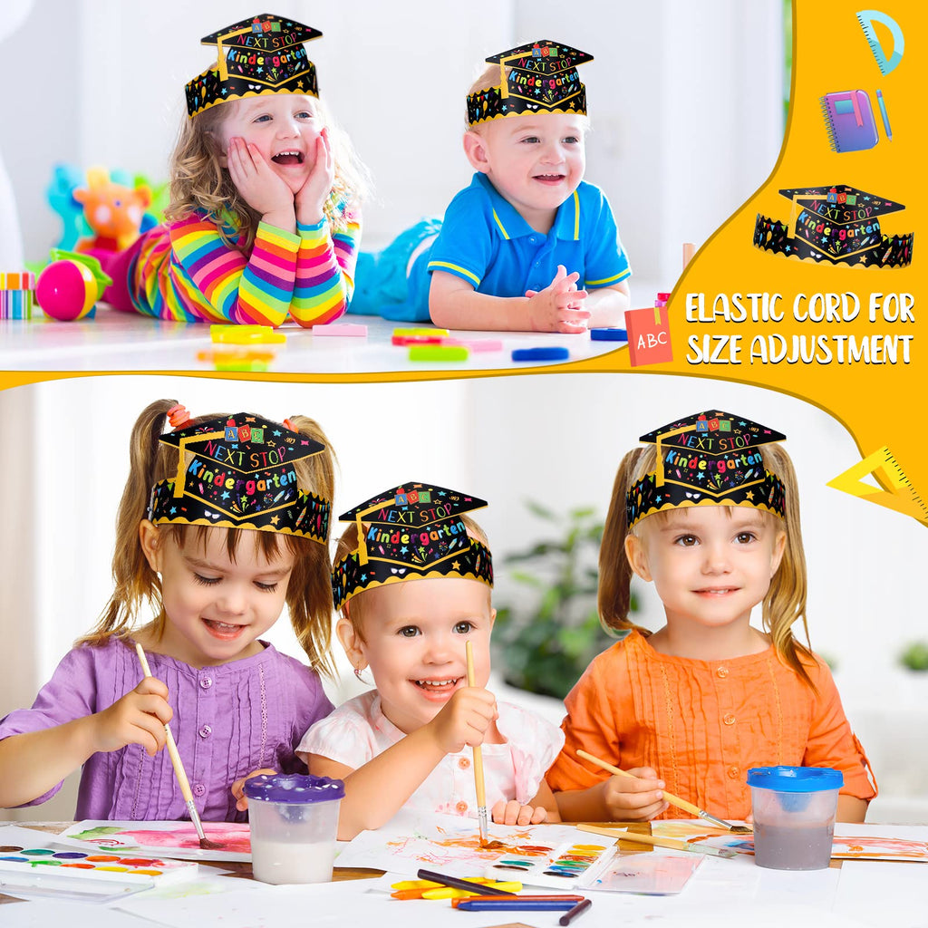 Handepo 60-Pack Preschool Graduation Caps for Kids - Cardboard Crowns with Elastic Ropes for Ceremonies