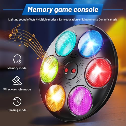 Handheld Memory Game with Lights and Sounds, Solo or Multiplayer, for Kids Ages 3-12 (Black)