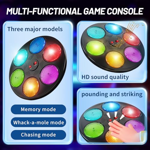 Handheld Memory Game with Lights and Sounds, Solo or Multiplayer, for Kids Ages 3-12 (Black)