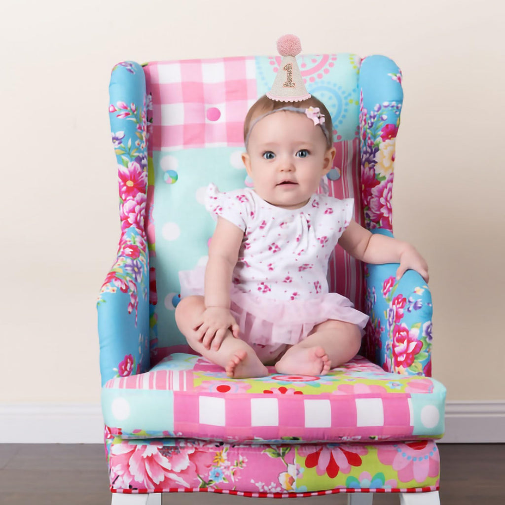 Handmade Cone and Crown Felt Birthday Hat for Baby's First Birthday Party Decor and Photo Props