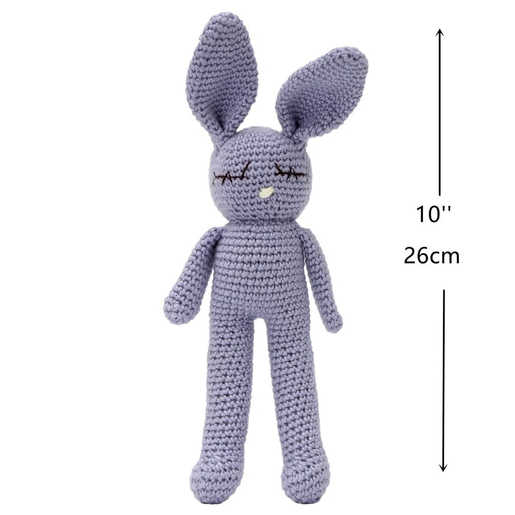 Handmade Crochet Bunny Rabbit Plush – 11-Inch Soft Stuffed Animal for Babies, Easter Gift (Blue)