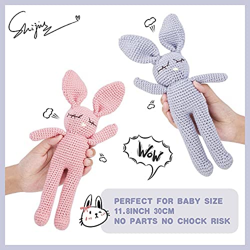 Handmade Crochet Bunny Rabbit Plush – 11-Inch Soft Stuffed Animal for Babies, Easter Gift (Blue)