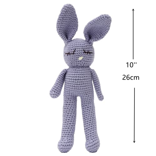 Handmade Crochet Bunny Rabbit Plush – 11-Inch Soft Stuffed Animal for Babies, Easter Gift (Blue)