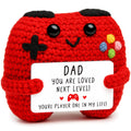 Handmade Crochet Game Controller Gift for Dad with 'Player One' Card - Busy Gaming Life