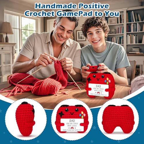 Handmade Crochet Game Controller Gift for Dad with 'Player One' Card - Busy Gaming Life